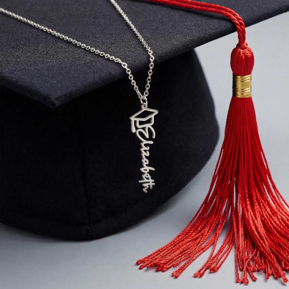 Graduation Name Necklace for Daughter – Personalized Gift from Mom & Dad | Class of 2026 Jewelry