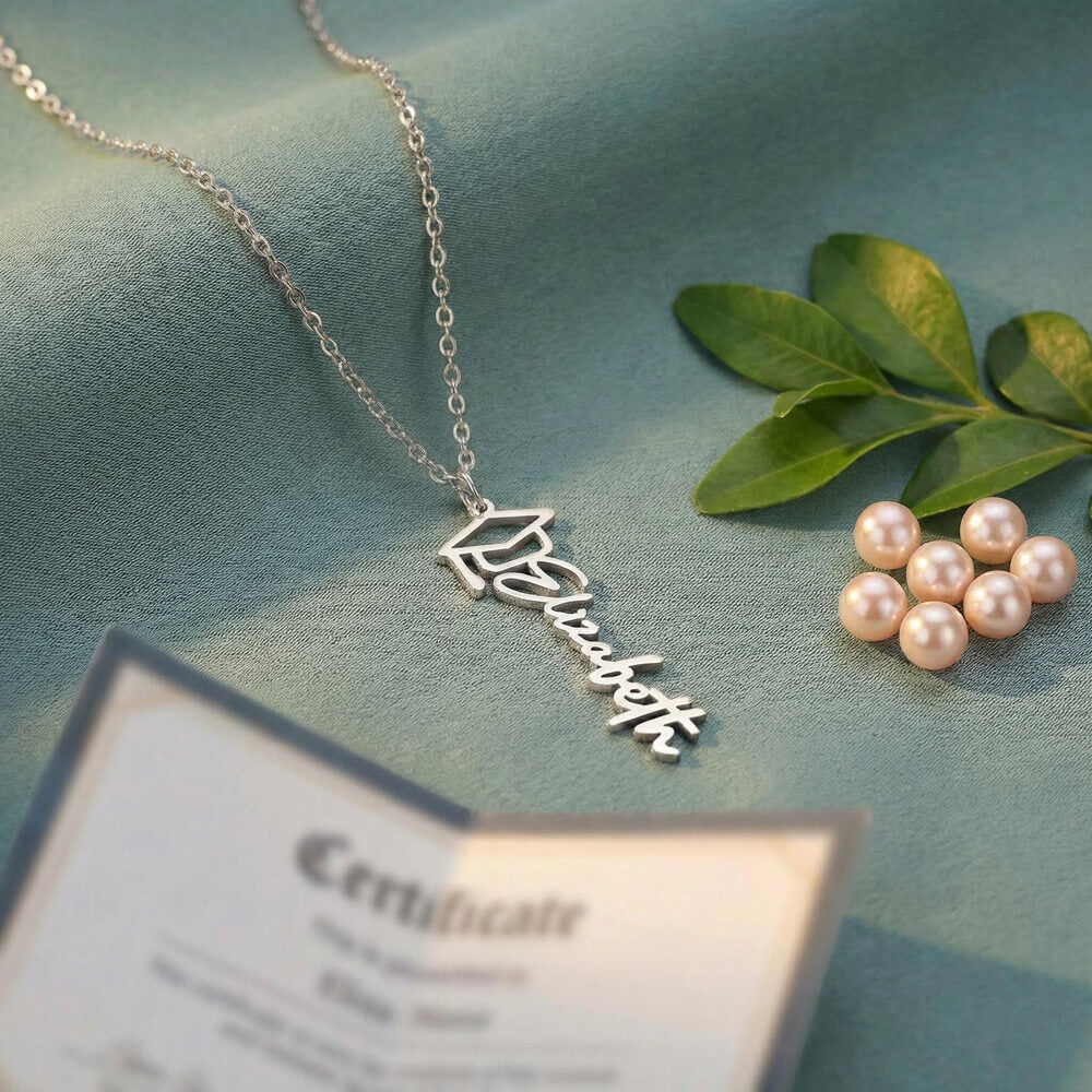 Graduation Name Necklace for Daughter – Personalized Gift from Mom & Dad | Class of 2026 Jewelry