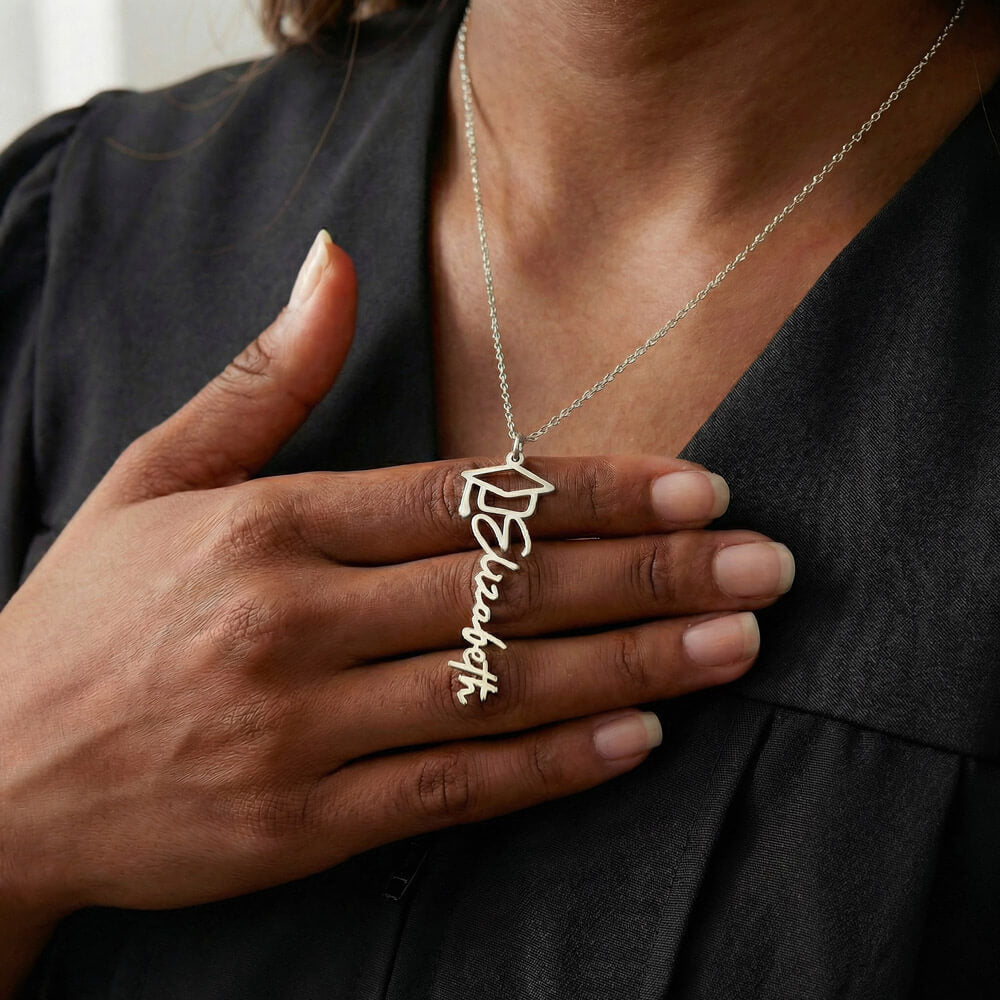 Graduation Name Necklace for Daughter – Personalized Gift from Mom & Dad | Class of 2026 Jewelry