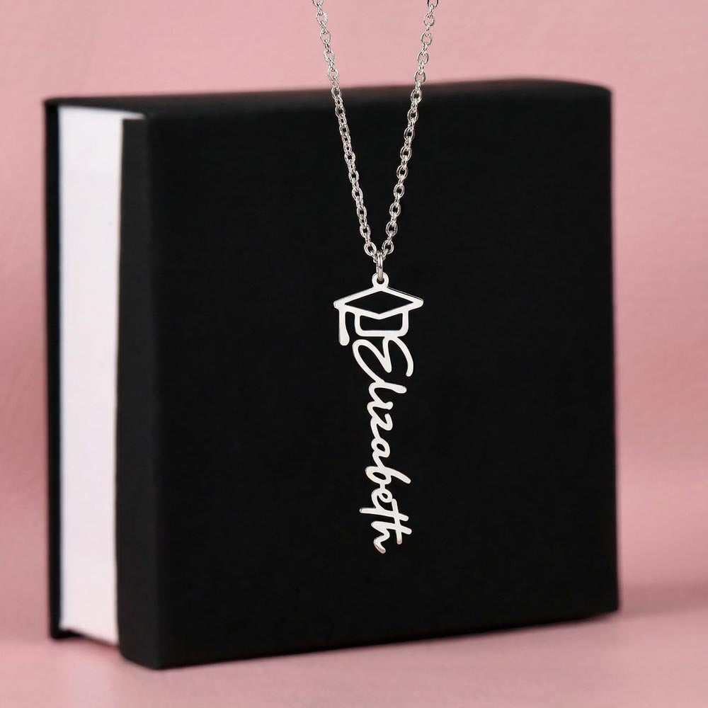 Graduation Name Necklace for Daughter – Personalized Gift from Mom & Dad | Class of 2026 Graduation Jewelry