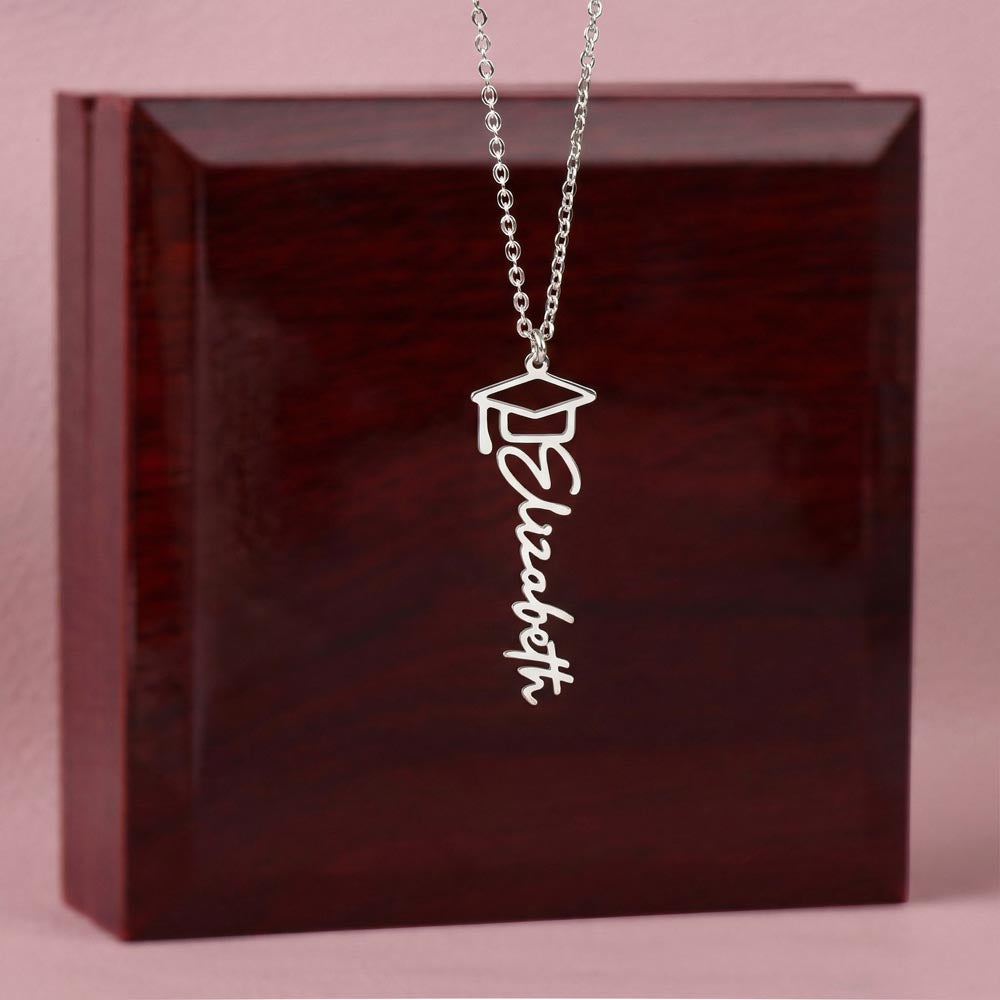 Graduation Name Necklace for Daughter – Personalized Gift from Mom & Dad | Class of 2026 Jewelry
