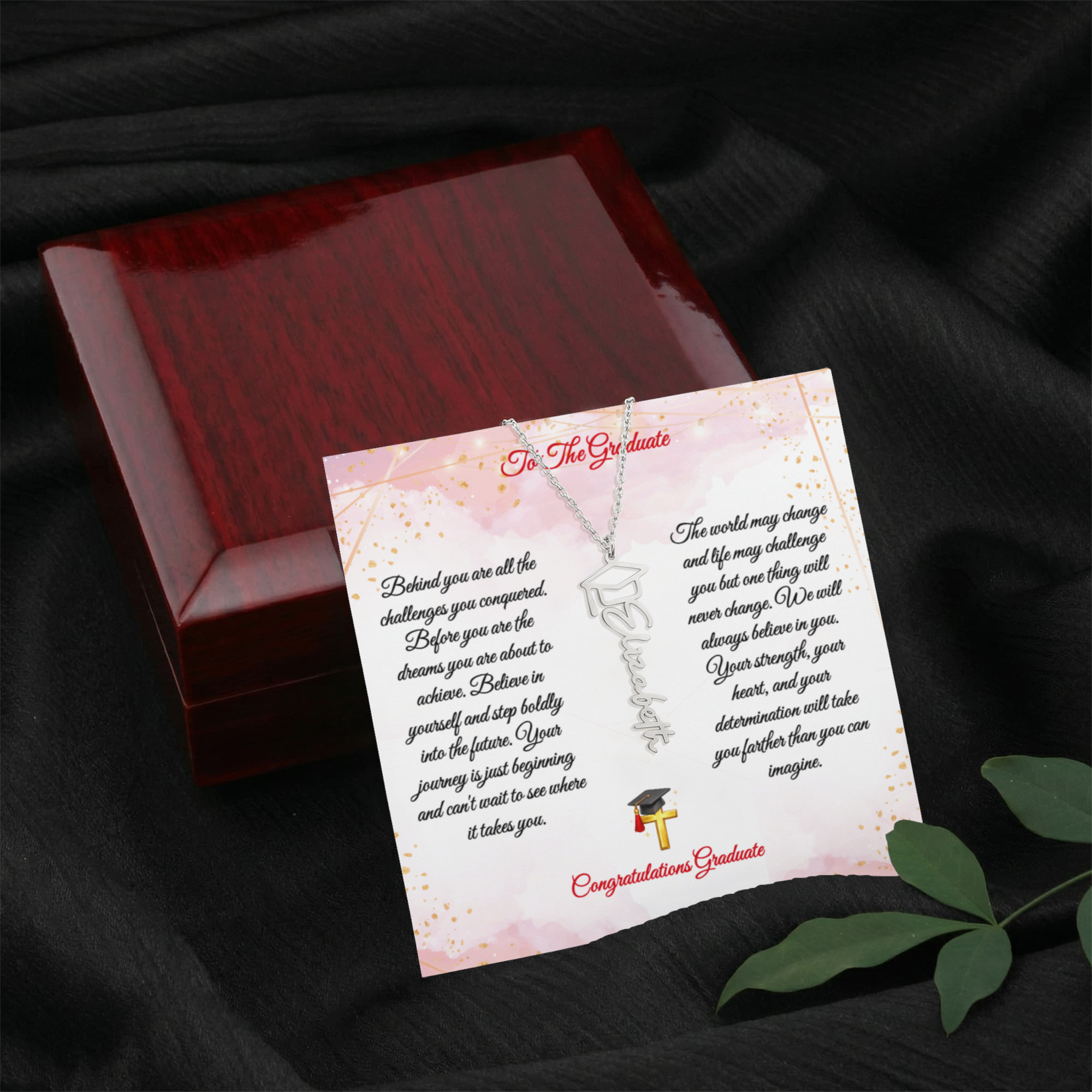 Graduation Name Necklace for Daughter – Personalized Gift from Mom & Dad | Class of 2026 Jewelry