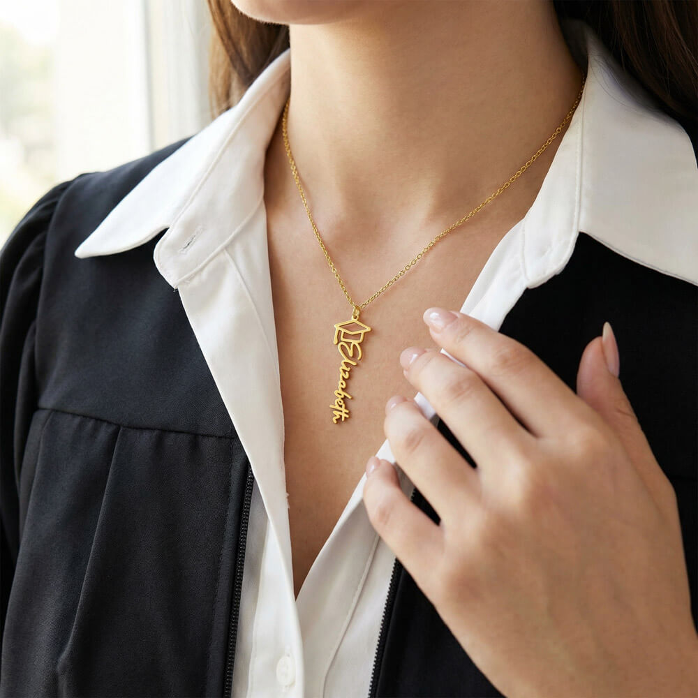 Graduation Name Necklace for Daughter – Personalized Gift from Mom & Dad | Class of 2026 Jewelry