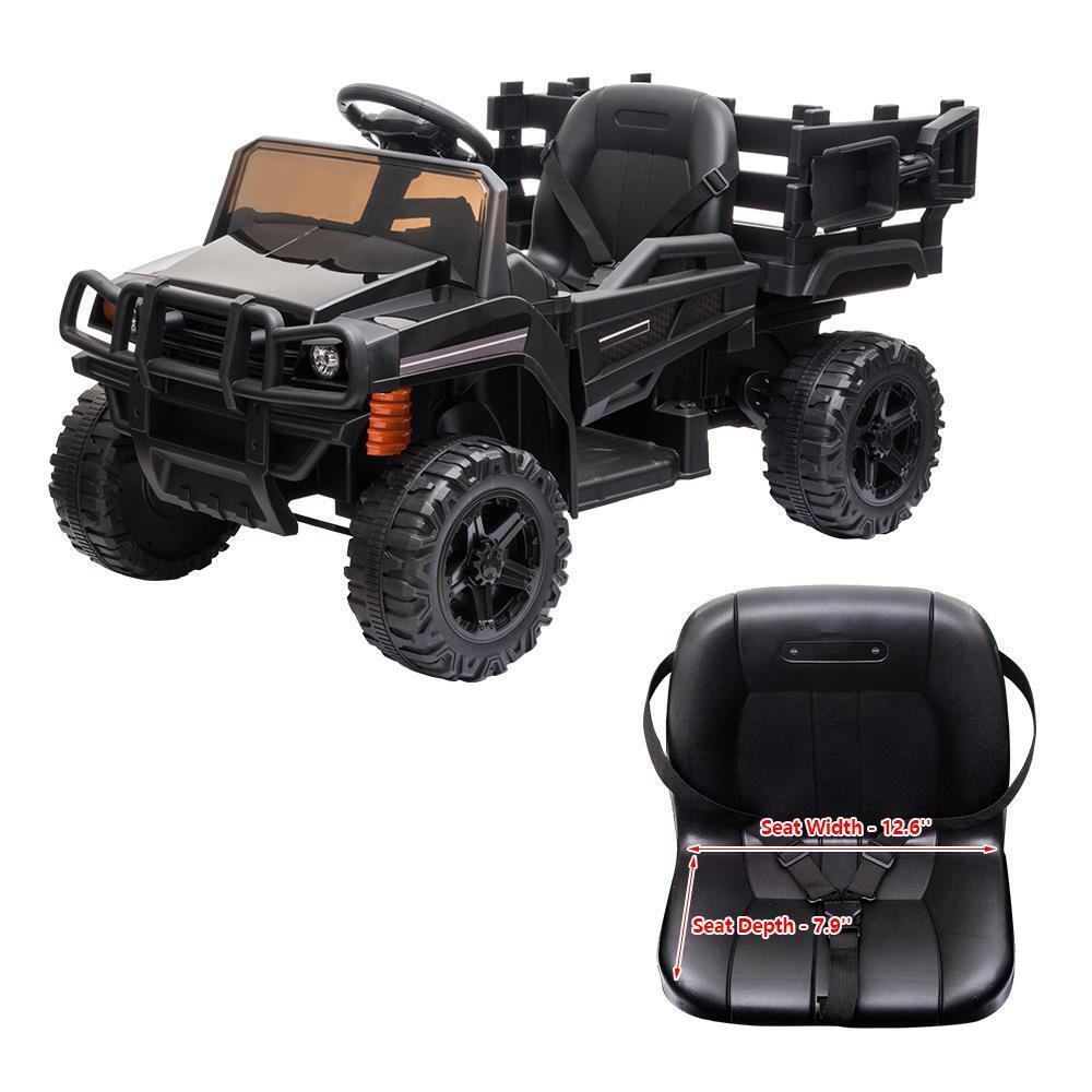 ASTM-Certified 12V Kids Ride On Tractor Truck with Battery, Lights, and Music - Black