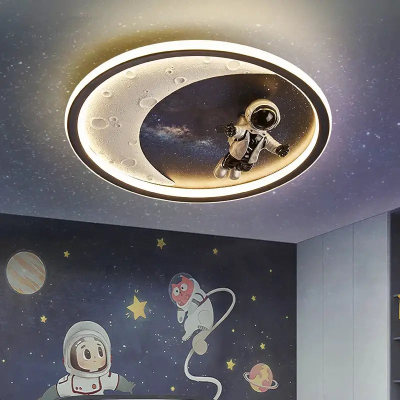 Astronaut crescent moon led ceiling light for boys room