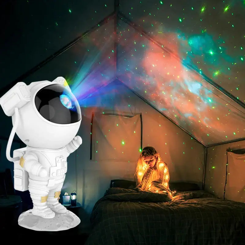 Astronaut sky projector nightlight white and gold bedroom lamp