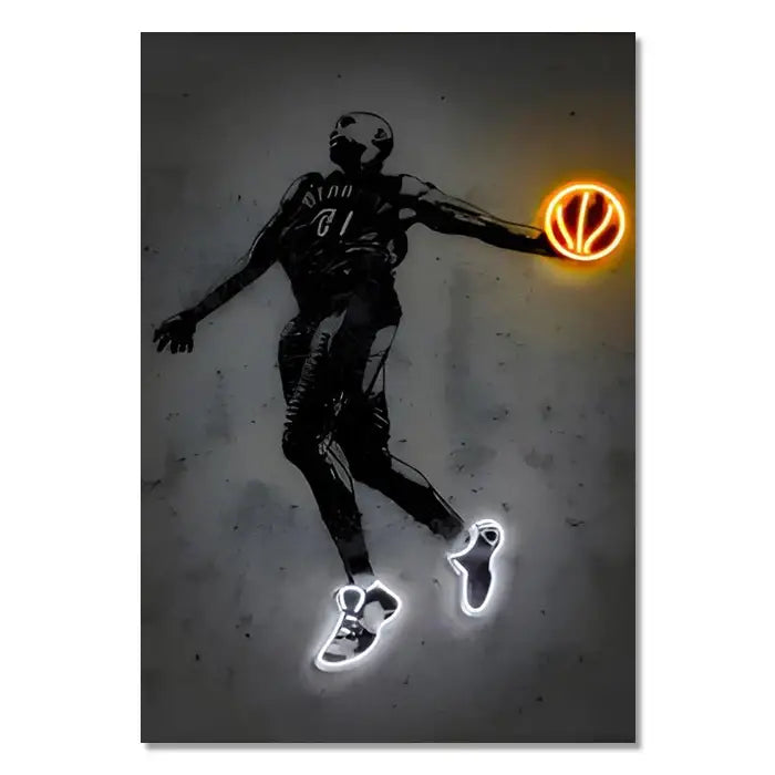 Modern basketball pop art style wall art bedroom neon print