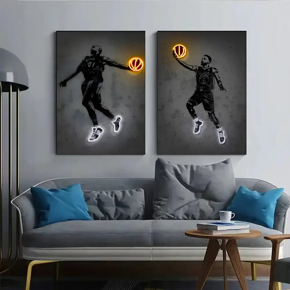 Modern basketball pop art style wall art bedroom neon print