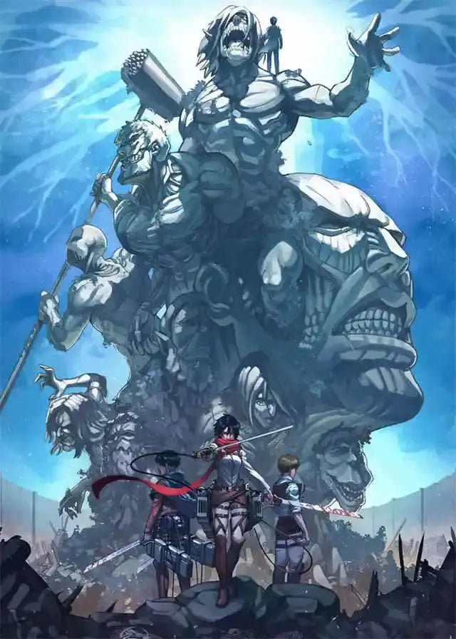 Stylized red titan final season canvas art bedroom poster
