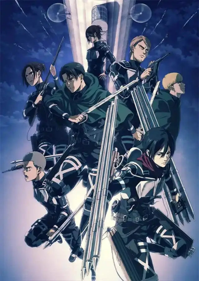 Stylized attack on titan final season anime poster kids room decor