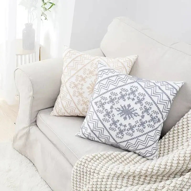 Aztec embroidery canvas cushion cover living room throw pillow