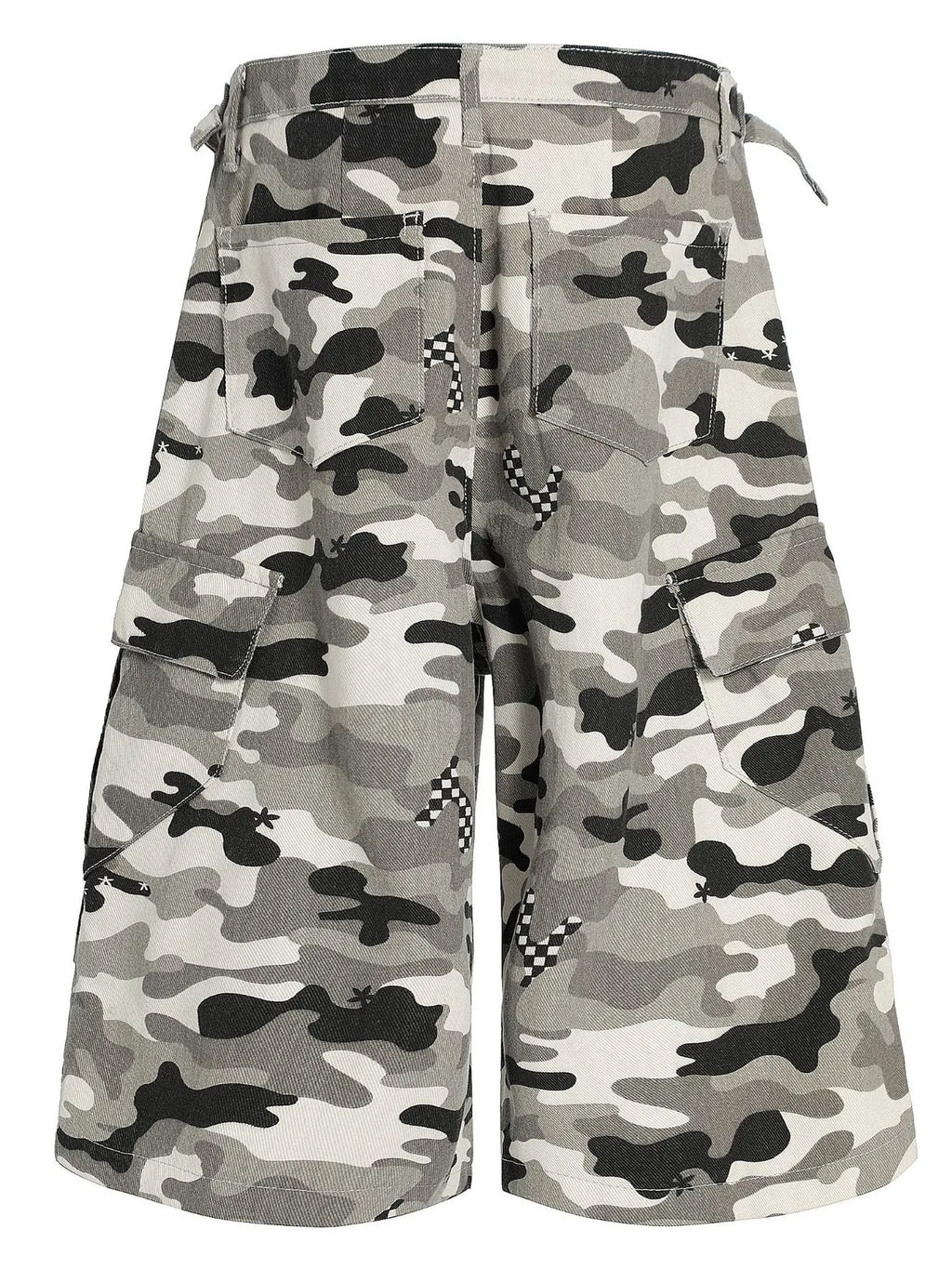 Men's Camo Cargo Shorts with Checkered Details