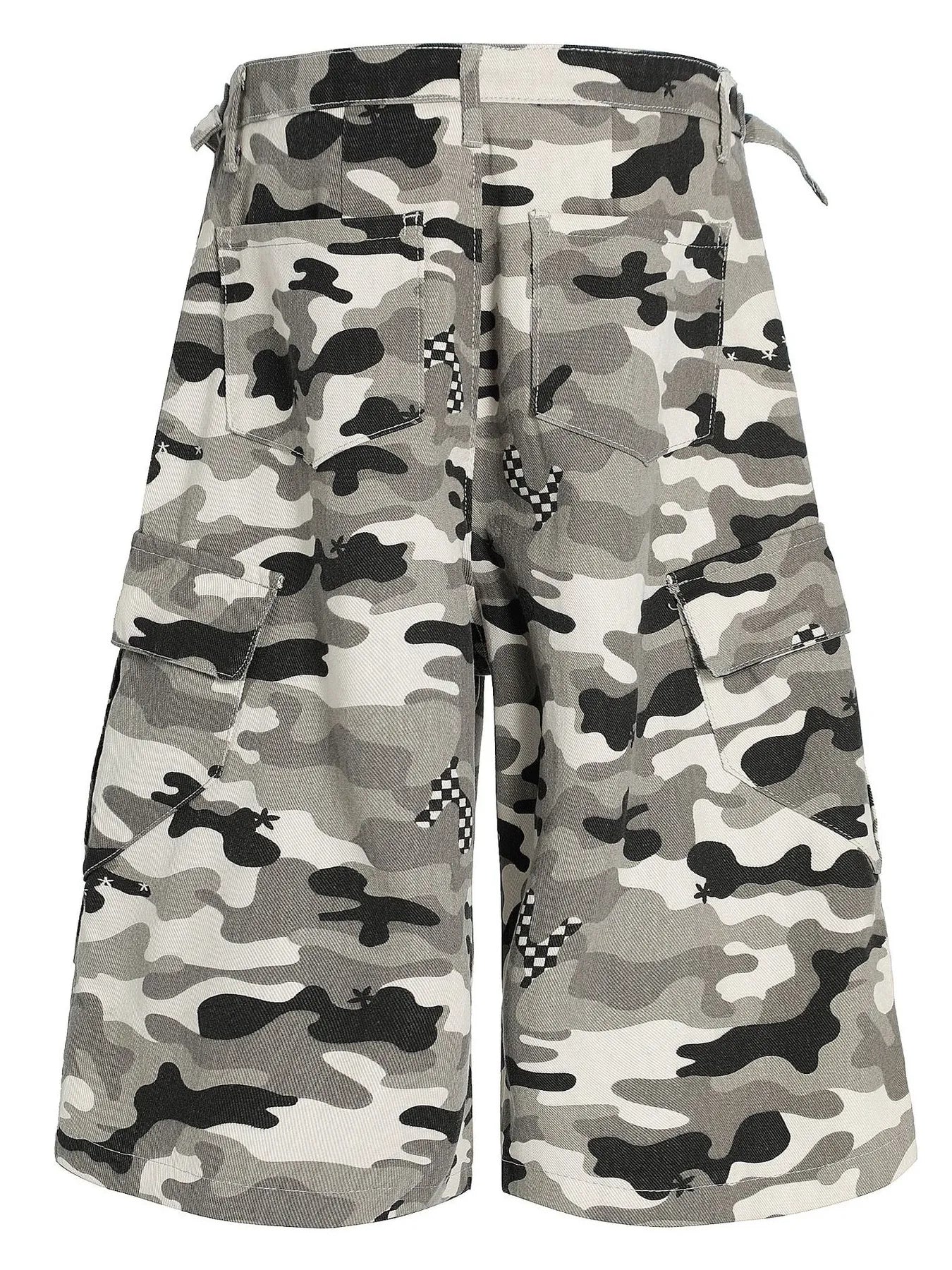 Men's Camo Cargo Shorts with Checkered Details