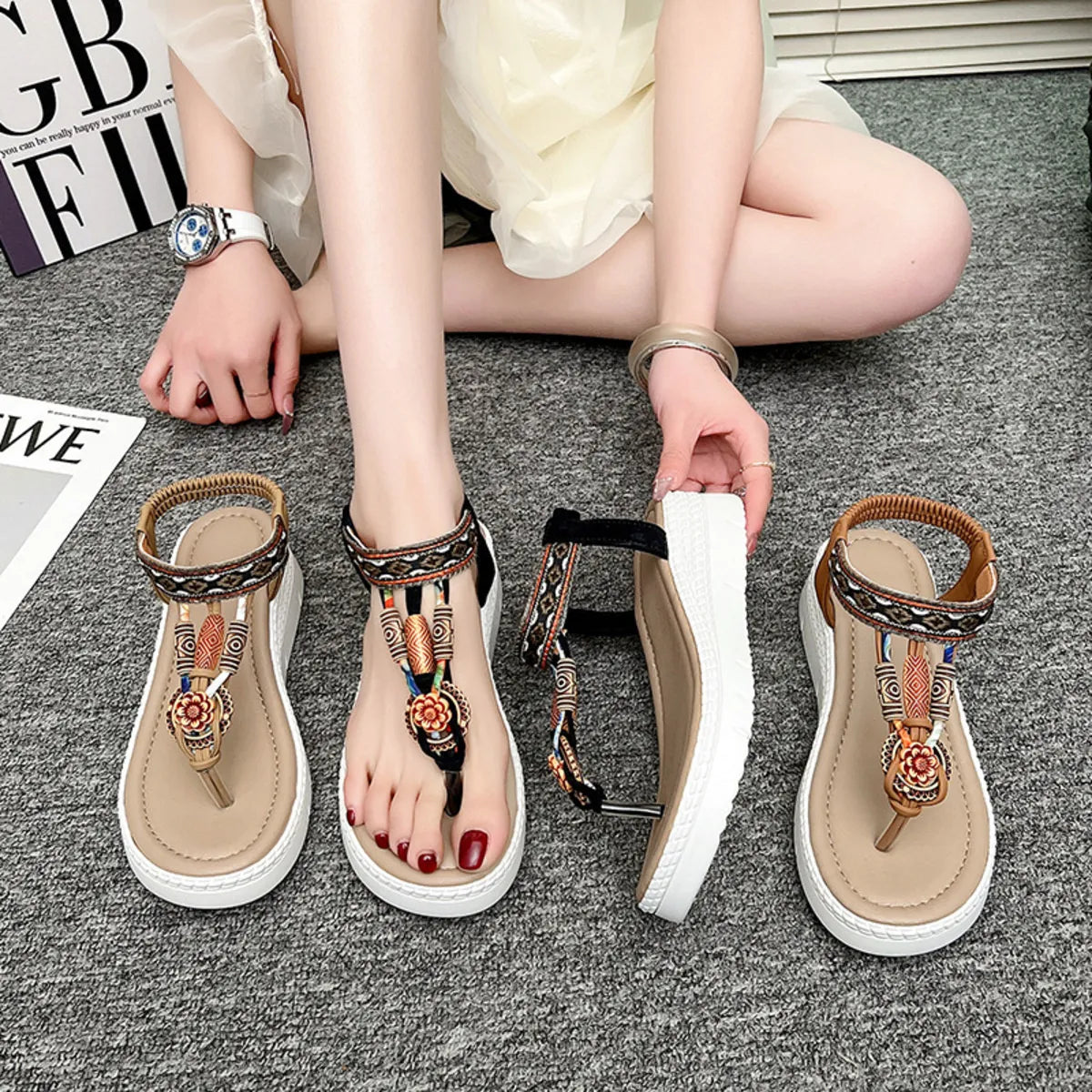 Toe Post Platform Wedge Sandals