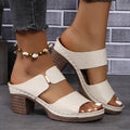 PU Leather Block Sandals