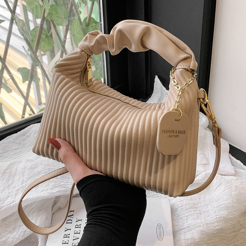 Women's Cloud Crossbody Bag - PU Leather Pleated Tote Bag