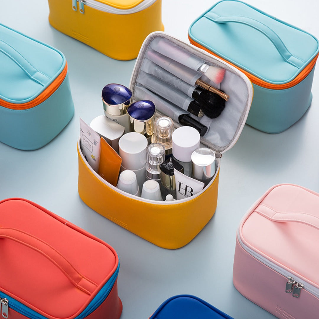 Makeup bags set,Large capacity gym cosmetic bag, PU waterproof cosmetic storage bag, 3pcs a set, makeup bag organizer for College Dorm Camp Gym