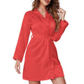 MUNSIEUR Red Belted Robe - Luxury Long Sleeve Loungewear for Women