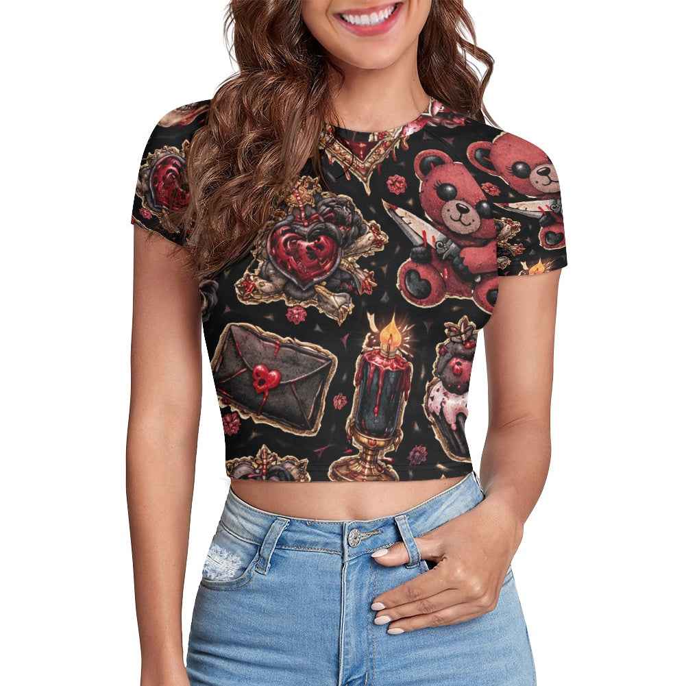 MUNSIEUR Tight cropped navel-baring T-shirt Valentine's Day Collection