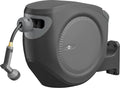 Sunneday Retractable Hose Reel | 75 ft 1/2" | Auto Rewind | 180° Swivel Wall Mount | Multi-Pattern Nozzle | Black/Gray