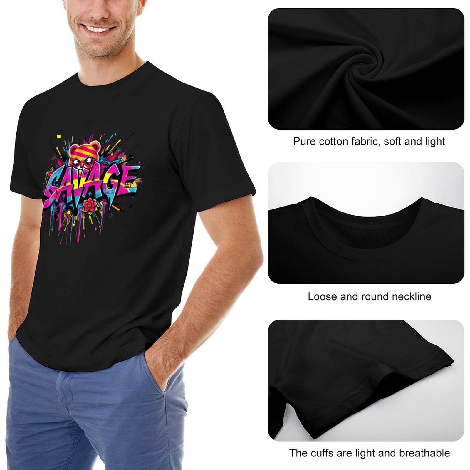 Tee for Men – "Savage" Graphic Streetwear Crown Co.