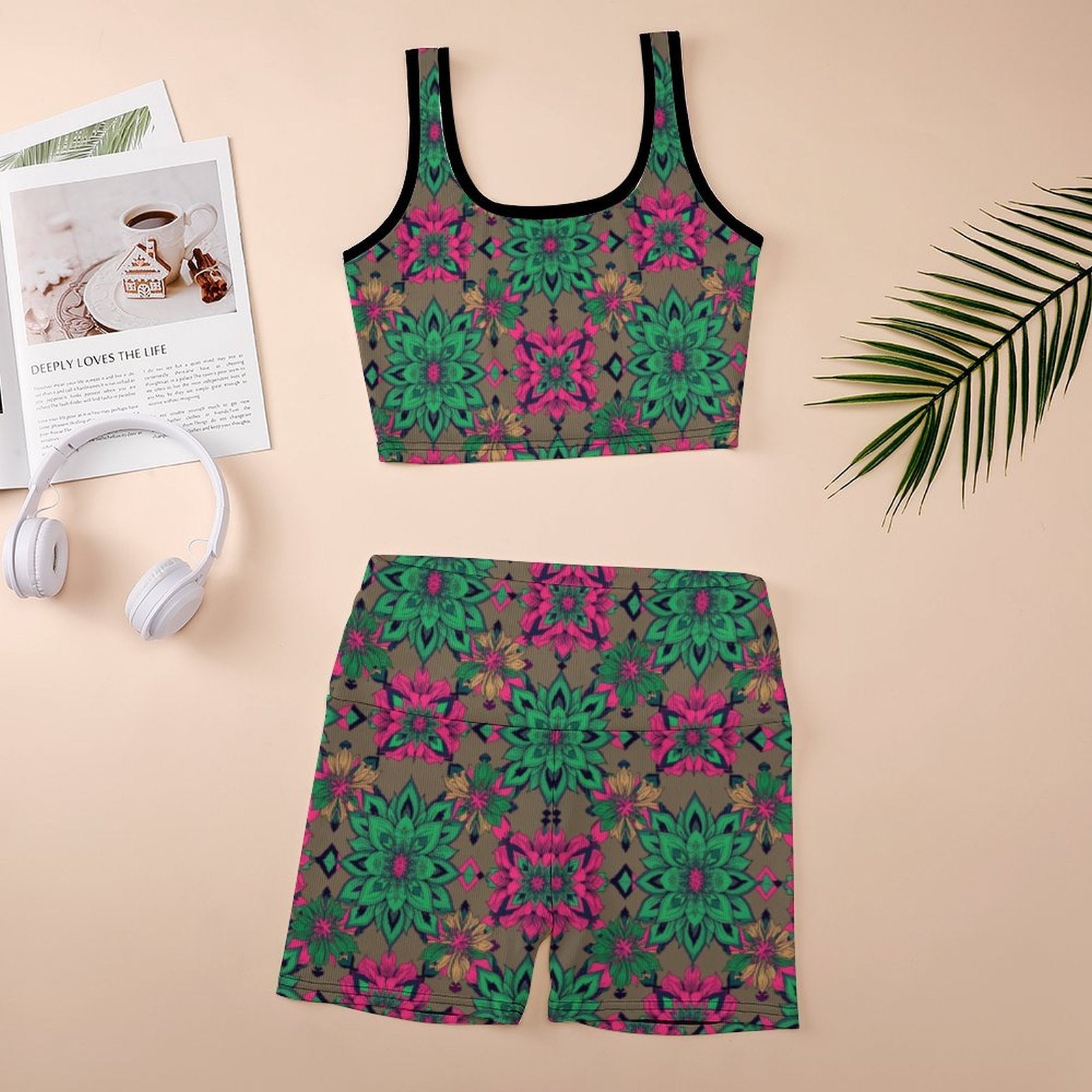 Munsieur Custom Printed Patterned Ribbed Yoga Sets