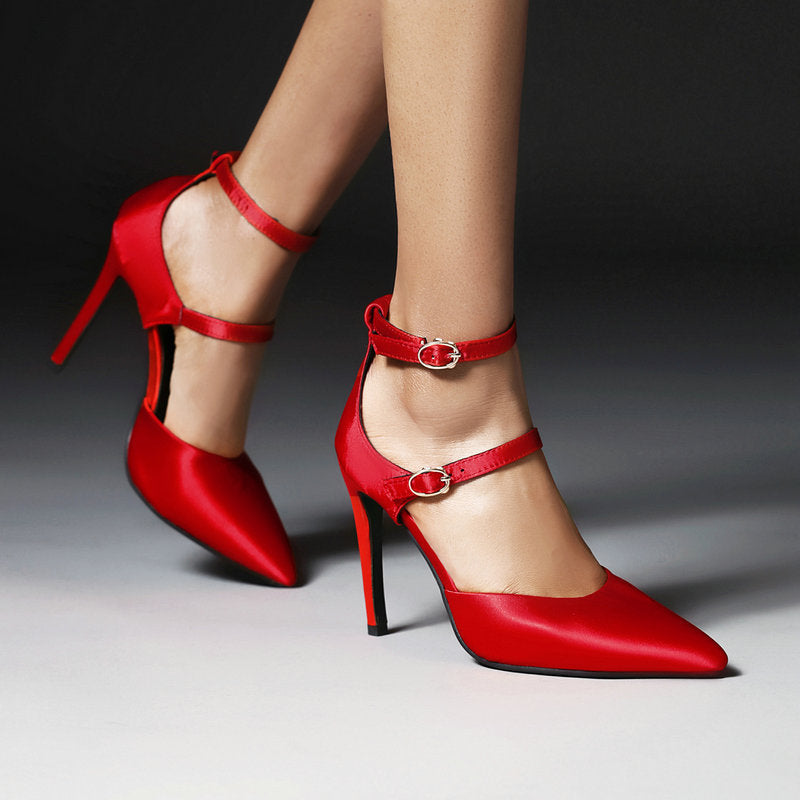 Hollow Women's Strap Stiletto Heel Pumps