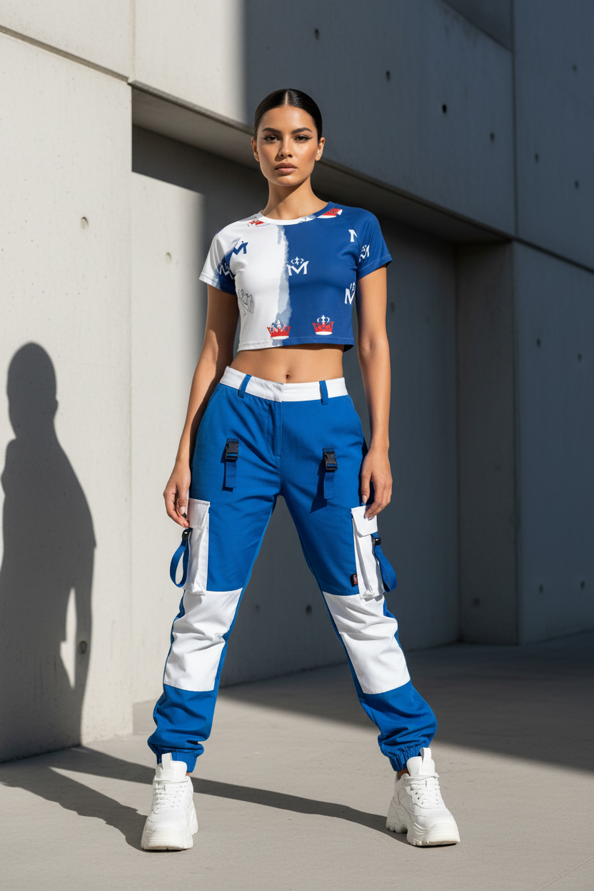MUNSIEUR Tight cropped navel-baring T-shirt 4th of July Collection
