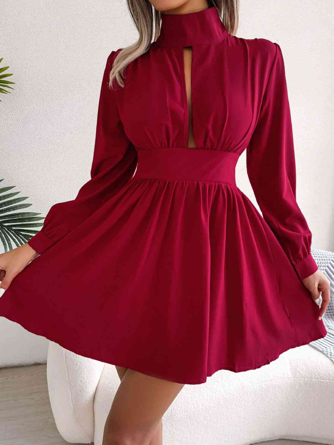 Cutout Turtle A-Line Mini Dress