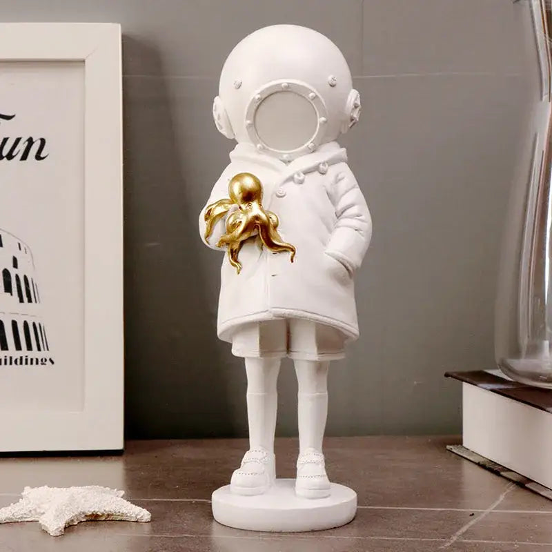 Banksy deep diver sculpture black & white resin statue living room decor