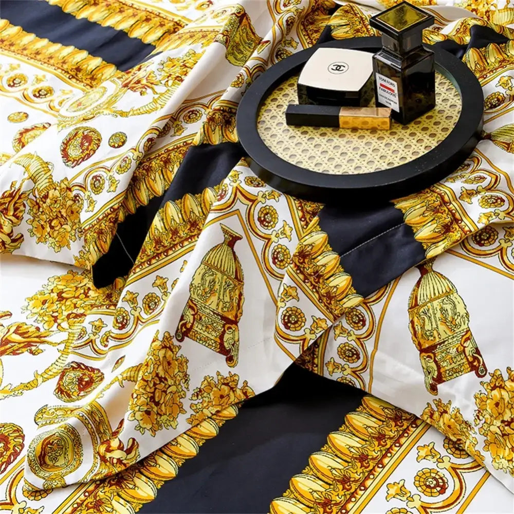 Baroque navy & gold egyptian cotton bedding set – bedroom luxury