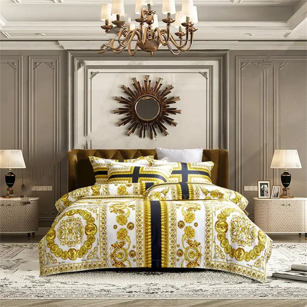 Baroque navy & gold egyptian cotton bedding set – bedroom luxury