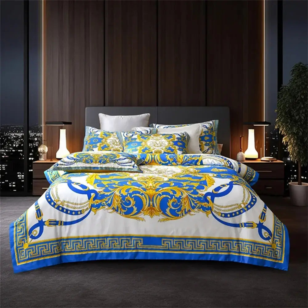 Baroque navy & gold egyptian cotton bedding set – bedroom luxury