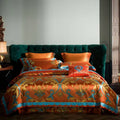 Baroque orchid & gold 200s embroidery cotton bedding set bedroom