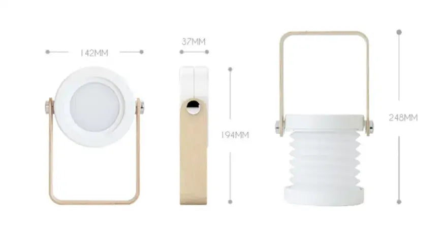 Minimalist white & wood led wall sconce lantern bedroom light