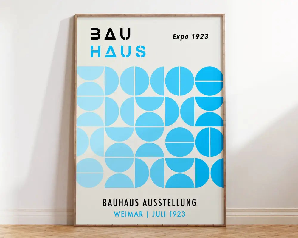 Mid-century bauhaus navy and brown geometric wall art living room