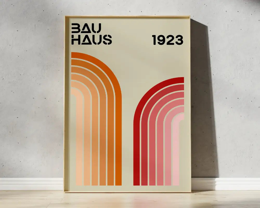 Mid-century bauhaus navy and brown geometric wall art living room