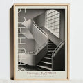 Geometric bauhaus black & white staircase modern art living room poster