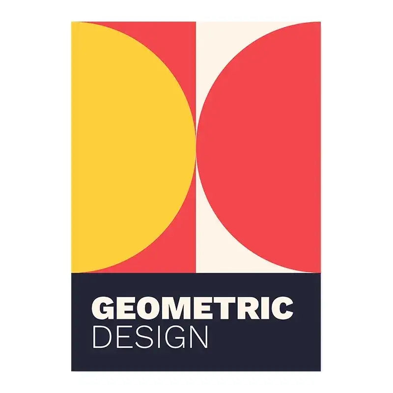 Bauhaus navy & mustard geometric canvas print living room wall art