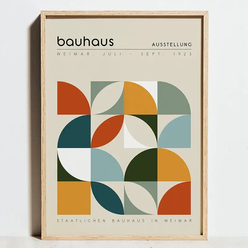 Bauhaus geometric orange exhibition posters canvas living room art