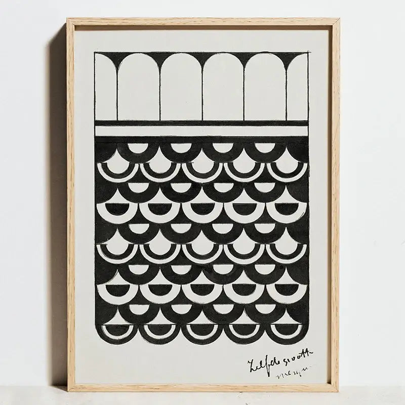Bauhaus geometric canvas art black & white living room print