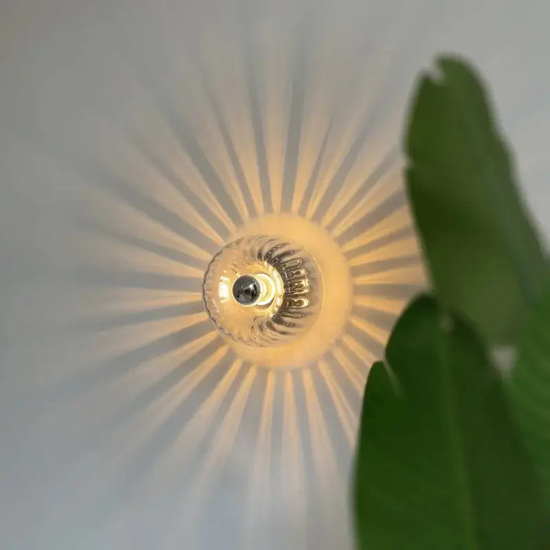 Bauhaus glass e14 wall lamp for living room with ribbed clear sconce