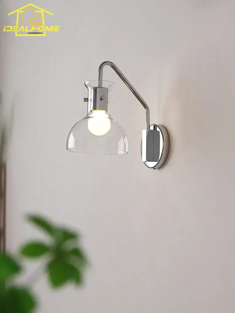 Bauhaus glass led wall lamp black metal sconce for bedroom