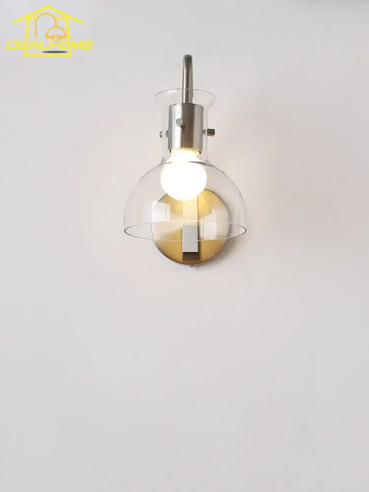 Bauhaus glass led wall lamp black metal sconce for bedroom