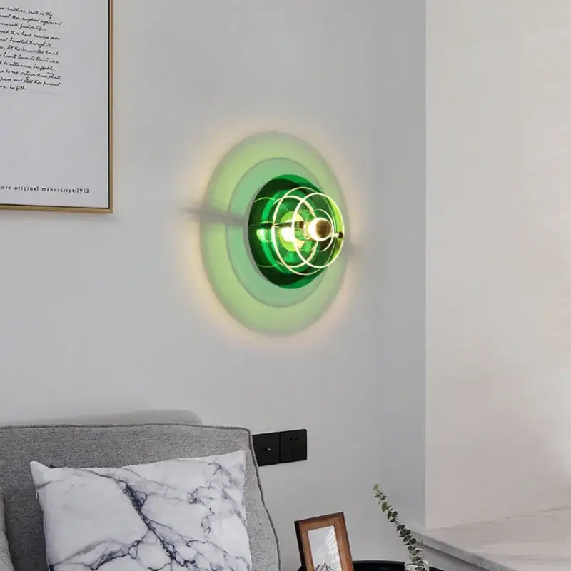 Bauhaus led wall lights red circular sconce for living room