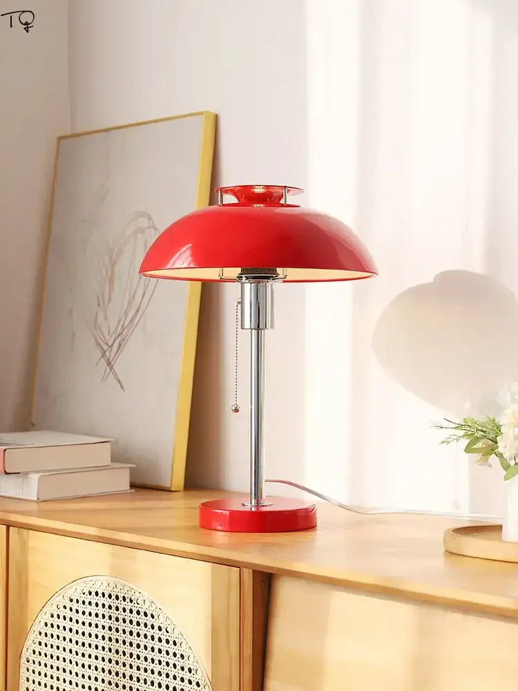 Bauhaus red glossy ceramic led table lamp bedroom