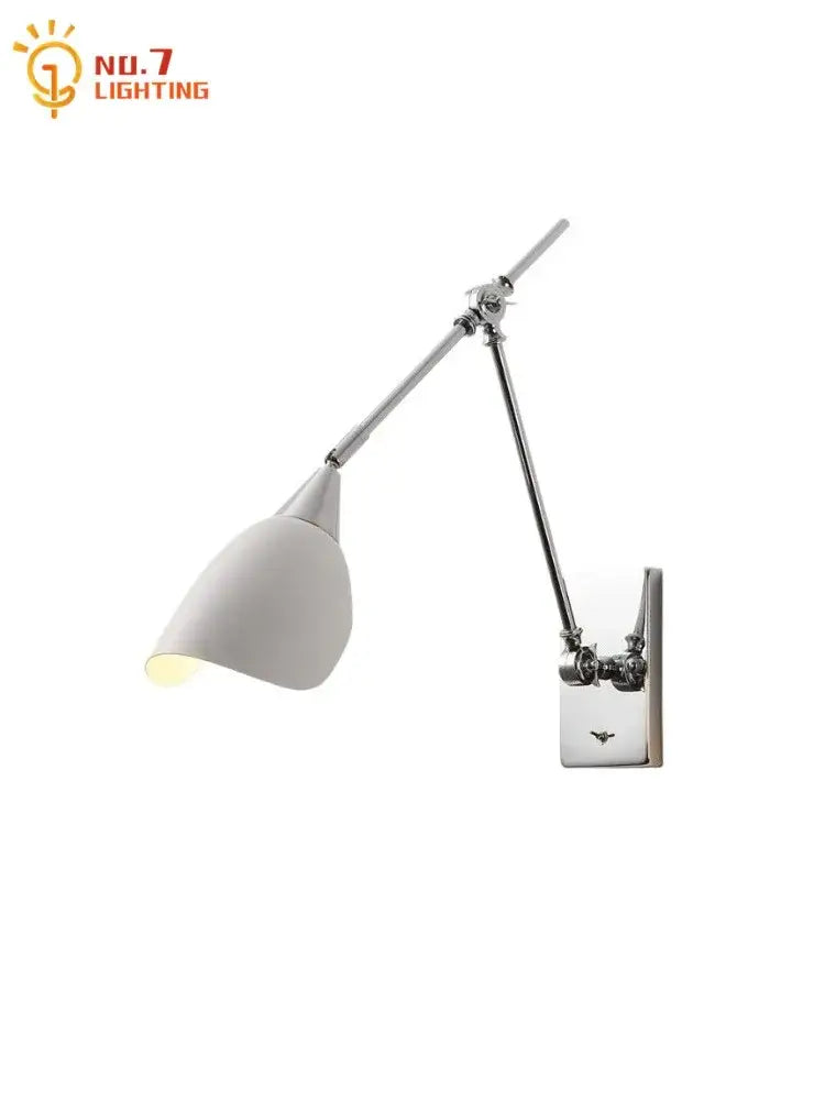 Bauhaus vintage swing arm wall lamp chrome and white living room sconce