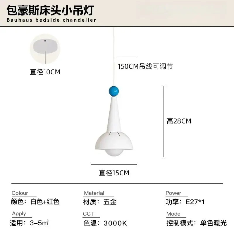 Bauhaus white & red colorful led pendant light – kitchen shade