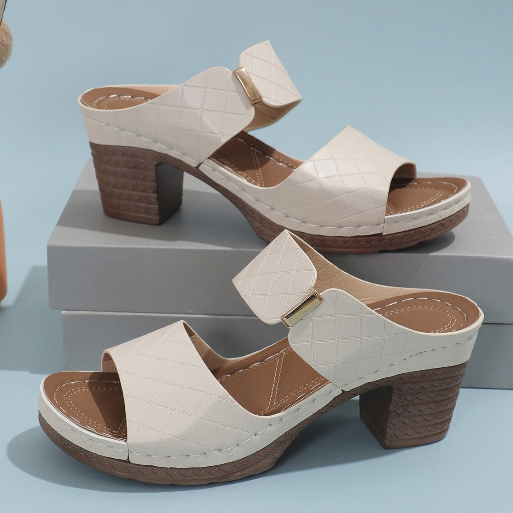 PU Leather Block Sandals