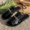Pattern Chains Sandals Summer Fish Mouth Flats Women's Casual Vacation Beach Slippers